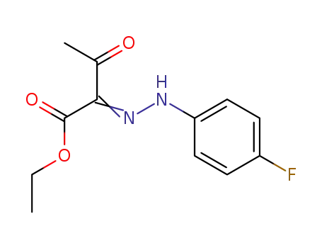Molecular Structure of 66053-11-0 (Butanoic acid, 2-[(4-fluorophenyl)hydrazono]-3-oxo-, ethyl ester (9CI))