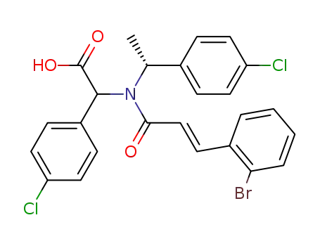Molecular Structure of 851664-14-7 ({[(E)-3-(2-Bromo-phenyl)-acryloyl]-[(R)-1-(4-chloro-phenyl)-ethyl]-amino}-(4-chloro-phenyl)-acetic acid)