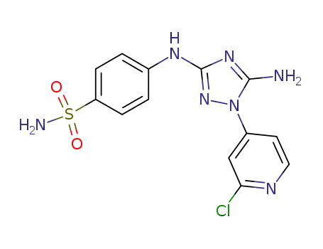Molecular Structure of 844890-58-0 (4-[5-amino-1-(2-chloro-pyridin-4-yl)-1H-[1,2,4]triazol-3-ylamino]-benzenesulfonamide)