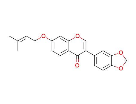 Molecular Structure of 4737-28-4 (4H-1-Benzopyran-4-one,
3-(1,3-benzodioxol-5-yl)-7-[(3-methyl-2-butenyl)oxy]-)