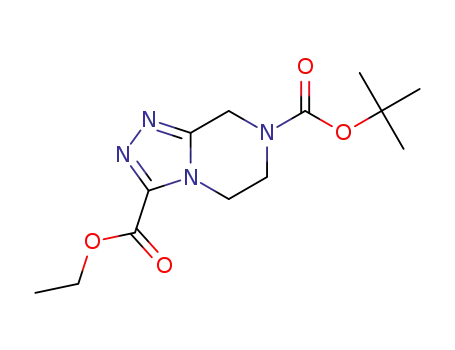 Molecular Structure of 1215852-11-1 (7-tert-butyl 3-ethyl 5,6-dihydro-[1,2,4]triazolo[4,3-a]pyrazine-3,7(8H)-dicarboxylate)