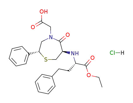 α-<(2R,6R)-6-<<(S)-1-(ethoxycarbonyl)-3-phenylpropyl>amino>-5-oxo-2-phenylperhydro-1,4-thiazepin-4-yl>acetic acid hydrochloride