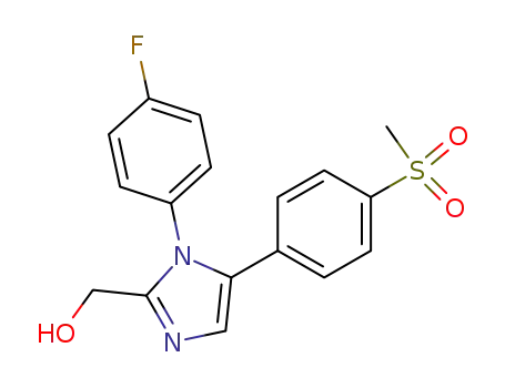 Molecular Structure of 265113-42-6 (1H-Imidazole-2-methanol,
1-(4-fluorophenyl)-5-[4-(methylsulfonyl)phenyl]-)