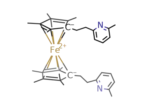 Molecular Structure of 164264-35-1 (bis[1,2,3,4-tetramethyl-5-[2-(6-methyl-2-pyridyl)ethyl]cyclopenta-2,4-dien-1-yl]iron(II))
