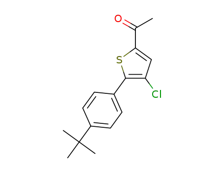 Molecular Structure of 1309597-88-3 (1-(5-(4-(tert-Butyl)phenyl)-4-chlorothiophen-2-yl)ethan-1-one)
