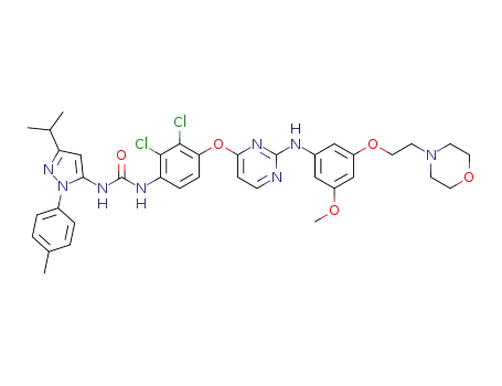 1-(2,3-dichloro-4-((2-((3-methoxy-5-(2-morpholinoethoxy)phenyl)amino)pyrimidin-4-yl)oxy)phenyl)-3-(3-isopropyl-1-(p-tolyl)-1H-pyrazol-5-yl)urea