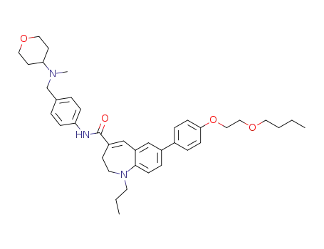Molecular Structure of 313740-83-9 (7-{4-[2-(butoxy)ethoxy]phenyl}-N-(4-{[methyl(tetrahydro-2H-pyran-4-yl)amino]methyl}phenyl)-1-propyl-2,3-dihydro-1H-1-benzazepine-4-carboxamide)