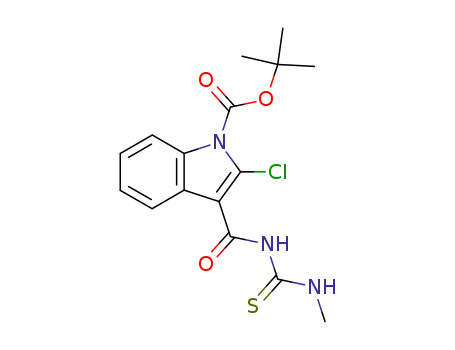 Molecular Structure of 377724-60-2 (1H-Indole-1-carboxylic acid,
2-chloro-3-[[[(methylamino)thioxomethyl]amino]carbonyl]-,
1,1-dimethylethyl ester)