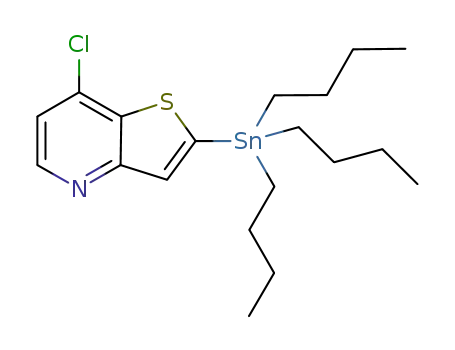 Molecular Structure of 875339-66-5 (7-chloro-2-tributylstannanyl-thieno[3,2-b]pyridine)