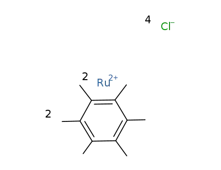 Molecular Structure of 67421-02-7 ((HEXAMETHYLBENZENE)RUTHENIUM(II) DICHLORIDE DIMER)