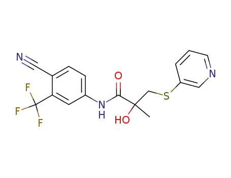 Molecular Structure of 90356-81-3 (N-(4-Cyano-3-trifluoromethyl-phenyl)-2-hydroxy-2-methyl-3-(pyridin-3-ylsulfanyl)-propionamide)