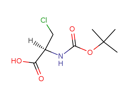 Molecular Structure of 87156-12-5 (D-Alanine, 3-chloro-N-[(1,1-dimethylethoxy)carbonyl]-)