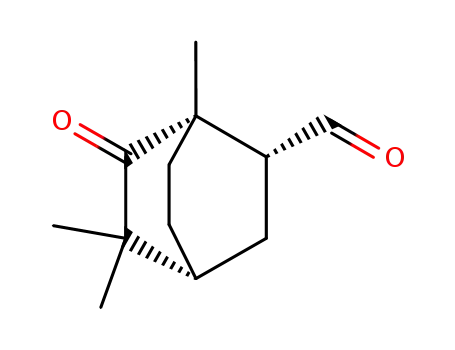 Molecular Structure of 130852-84-5 ((1S,2R,4R)-1,5,5-Trimethyl-6-oxo-bicyclo[2.2.2]octane-2-carbaldehyde)