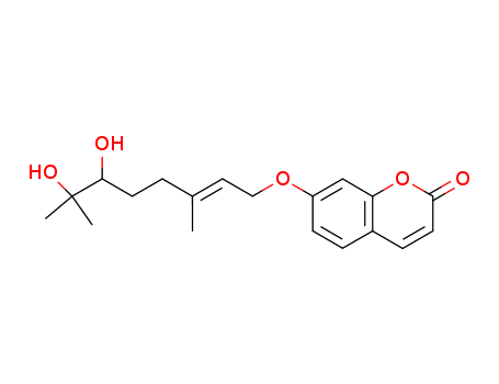 Molecular Structure of 130548-21-9 (2H-1-Benzopyran-2-one, 7-[(6,7-dihydroxy-3,7-dimethyl-2-octenyl)oxy]-,
(E)-)