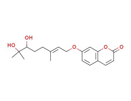 Molecular Structure of 130548-21-9 (2H-1-Benzopyran-2-one, 7-[(6,7-dihydroxy-3,7-dimethyl-2-octenyl)oxy]-,
(E)-)