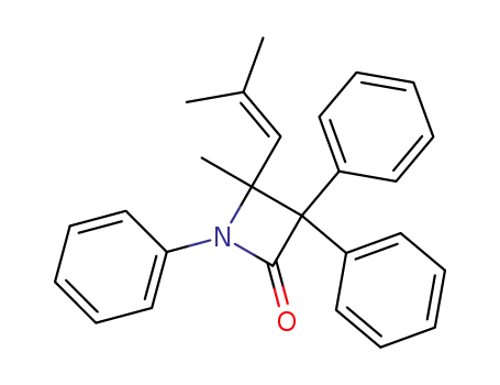 Molecular Structure of 86129-88-6 (N,3,3-Triphenyl-4-methyl-4-(2-methylpropenyl)-2-azetidinone)