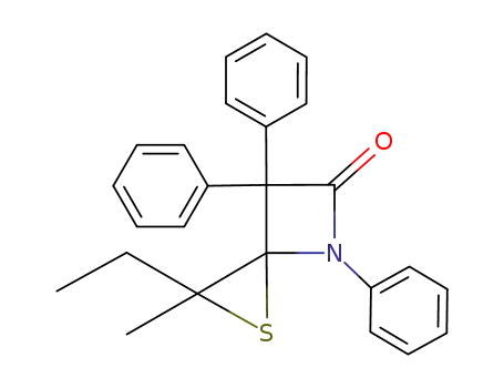 Molecular Structure of 80269-71-2 (1-Thia-4-azaspiro[2.3]hexan-5-one, 2-ethyl-2-methyl-4,6,6-triphenyl-)
