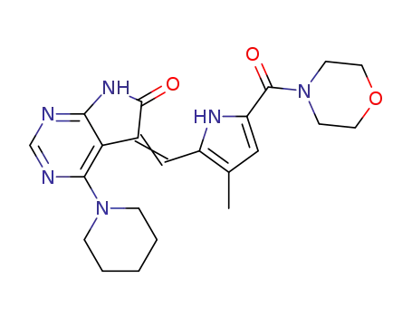 5-[3-METHYL-5-(MORPHOLINE-4-CARBONYL)-1H-PYRROL-2-YLMETHYLENE]-4-PIPERIDIN-1-YL-5,7-DIHYDRO-PYRROLO [2,3-D]PYRIMIDIN-6-ONE