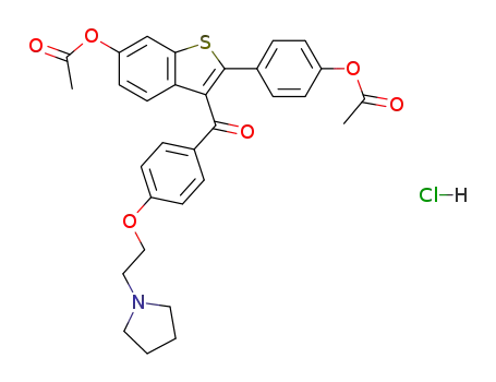 Molecular Structure of 84449-67-2 (<6-acetoxy-2-(4-acetoxyphenyl)benzo<b>thien-3-yl><4-<2-(1-pyrrolidinyl)ethoxy>phenyl>methanone hydrochloride)