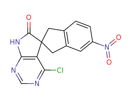 Molecular Structure of 879132-54-4 ((+/-)-4'-chloro-5-nitro-1,3-dihydrospiro[indene-2,5'-pyrrolo[2.3-d]pyrimidin]-6'(7'H)-one)