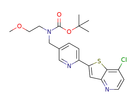 Molecular Structure of 1123838-02-7 (tert-butyl {[6-(7-chlorothieno[3,2-b]pyridin-2-yl)pyridin-3-yl]methyl}(2-methoxyethyl)carbamate)
