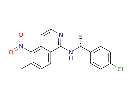 Molecular Structure of 1093101-68-8 ((R)-N-(1-(4-chlorophenyl)ethyl)-6-methyl-5-nitroisoquinolin-1-amine)