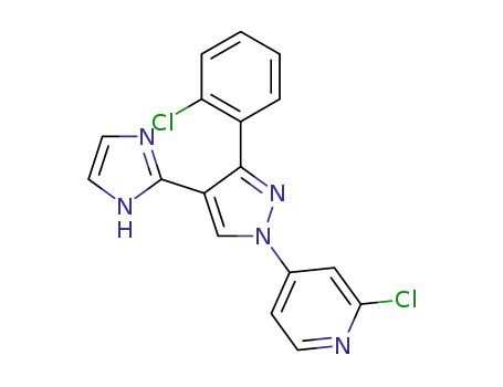 Molecular Structure of 1445890-36-7 (2-chloro-4-[3-(2-chlorophenyl)-4-(1H-imidazol-2-yl)-1H-pyrazol-1-yl]pyridine)
