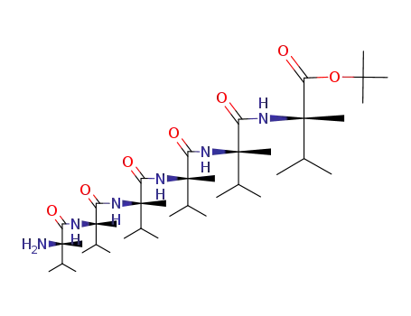 Molecular Structure of 467221-65-4 ((S)-2-[(S)-2-((S)-2-{(S)-2-[(S)-2-((S)-2-Amino-2,3-dimethyl-butyrylamino)-2,3-dimethyl-butyrylamino]-2,3-dimethyl-butyrylamino}-2,3-dimethyl-butyrylamino)-2,3-dimethyl-butyrylamino]-2,3-dimethyl-butyric acid tert-butyl ester)