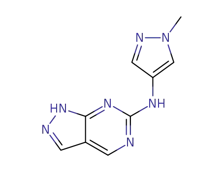 Molecular Structure of 1296307-10-2 (N-(1-methyl-1H-pyrazol-4-yl)-1H-pyrazolo[3,4-d]pyrimidin-6-amine)