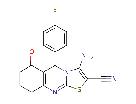 3-amino-5-(4-fluoro-phenyl)-6-oxo-6,7,8,9-tetrahydro-5<i>H</i>-thiazolo[2,3-<i>b</i>]quinazoline-2-carbonitrile
