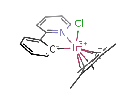 Molecular Structure of 945491-51-0 (Chloro(pentamethylcyclopentadienyl)[(2-pyridinyl-kN)phenyl-kC]iridum(III), 99%)
