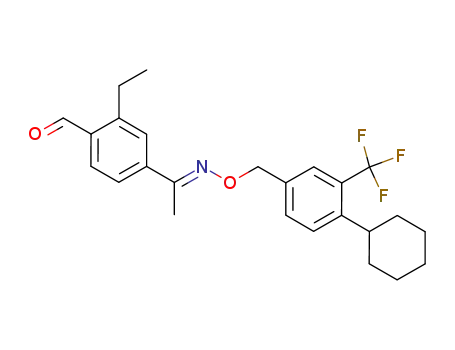 Molecular Structure of 1230487-01-0 (4-[(1E)-1-([[4-cyclohexyl-3-(trifluoromethyl)phenyl]methoxy]imino)ethyl]-2-ethylbenzaldehyde)