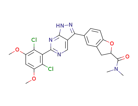 5-[6-(2,6-dichloro-3,5-dimethoxyphenyl)-1H-pyrazolo[3,4-d]pyrimidin-3-yl]-N,N-dimethyl-2,3-dihydro-1-benzofuran-2-carboxamide