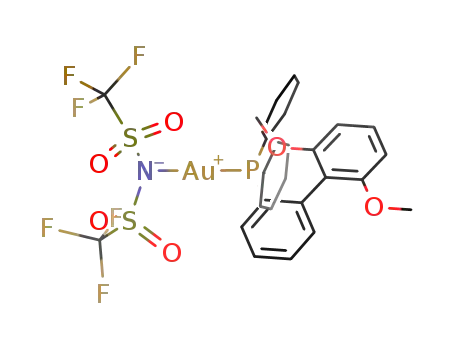 Molecular Structure of 1121960-90-4 (Bis(trifluoroMethanesulfonyl)iMide(2-dicyclohexylphosphino-2',6'-diMethoxy-1,1'-biphenyl)gold(I), 98%)