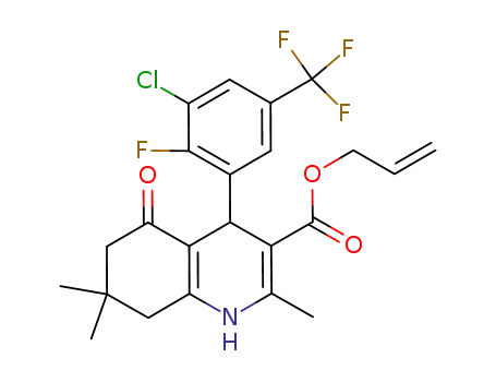 Molecular Structure of 1154416-11-1 (allyl 2,7,7-trimethyl-4-(2-fluoro-3-chloro-5-trifluoromethylphenyl)-5-oxo-1,4,5,6,7,8-hexahydroquinoline-3-carboxylate)