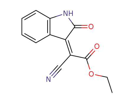Molecular Structure of 14003-18-0 (Acetic acid, cyano(1,2-dihydro-2-oxo-3H-indol-3-ylidene)-, ethyl ester,
(2Z)-)