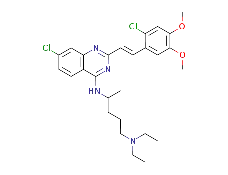 Molecular Structure of 106008-08-6 (2-(4',5'-Dimethoxy-2'-chlorostyryl)-4-(δ-diethylamino-α-methylbutylamino)-7-chloroquinazoline)