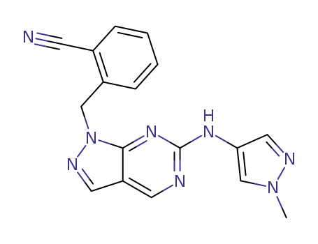 2-((6-(1-methyl-1H-pyrazol-4-ylamino)-1H-pyrazolo[3,4-d]pyrimidin-1-yl)methyl) benzonitrile