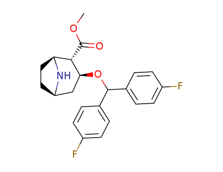 Molecular Structure of 172483-63-5 (8-Azabicyclo[3.2.1]octane-2-carboxylicacid, 3-[bis(4-fluorophenyl)methoxy]-, methyl ester, (1S,2S,3S,5R)-)