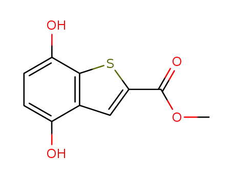 Molecular Structure of 80427-78-7 (Benzo[b]thiophene-2-carboxylic acid, 4,7-dihydroxy-, methyl ester)