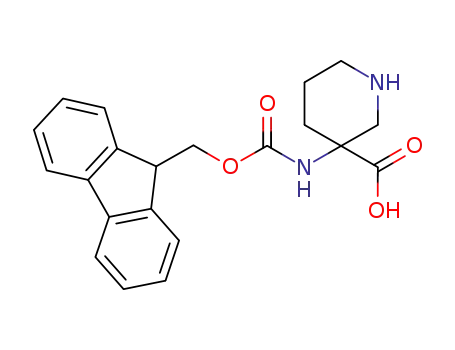 Molecular Structure of 368866-20-0 (3-Piperidinecarboxylicacid,3-[[(9H-fluoren-9-ylmethoxy)carbonyl]amino]-(9CI))