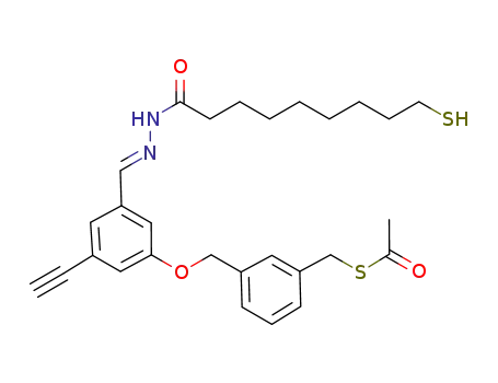 (E)-S-3-((3-ethynyl-5-((2-(9-mercaptononanoyl)hydrazono)methyl)phenoxy)methyl)benzylethanethioate