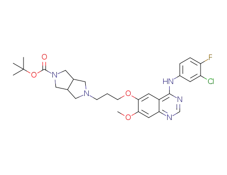 Molecular Structure of 1438080-43-3 (tert-butyl 5-(3-((4-((3-chloro-4-fluorophenyl)amino)-7-methoxyquinazolin-6-yl)oxy)propyl)hexahydropyrrolo[3,4-c]pyrrole-2(1H)-carboxylate)