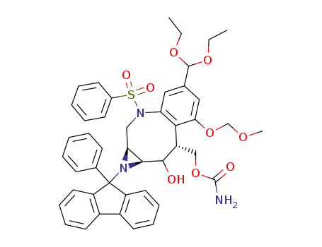 (3S,4S)-1-benzenesulfonyl-6-carbamoyloxymethyl-9-diethoxymethyl-7-methoxymethoxy-(3,4)-[N-(9-phenylfluoren-9-yl)aziridino]-1,2,3,4,5,6-hexahydrobenzo[b]azocin-5-ol