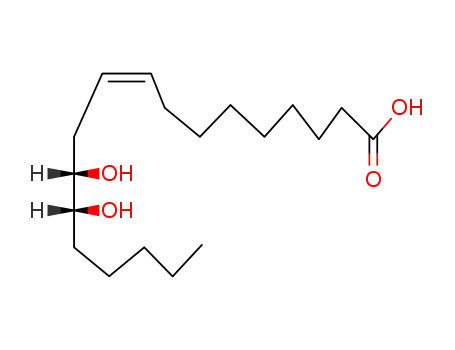 Molecular Structure of 73889-55-1 (9-Octadecenoic acid,12,13-dihydroxy-,(9Z,- 12R,13R)-rel- )
