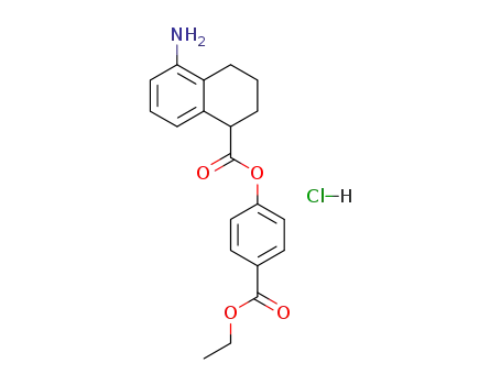 Molecular Structure of 70885-01-7 (1-Naphthalenecarboxylic acid, 5-amino-1,2,3,4-tetrahydro-,
4-(ethoxycarbonyl)phenyl ester, hydrochloride)