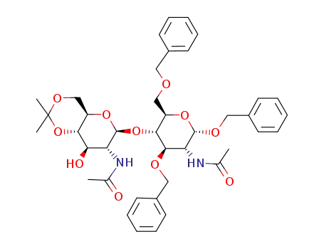 benzyl 2-acetamido-4-O-(2-acetamido-2-deoxy-4,6-O-isopropylidene-β-D-glucopyranosyl)-3,6-di-O-benzyl-2-deoxy-α-D-glucopyranoside