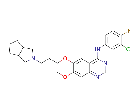 Molecular Structure of 1438073-01-8 (N-(3-chloro-4-fluorophenyl)-6-(3-(hexahydrocyclopenta[c]pyrrol-2(1H)-yl)propoxy)-7-methoxyquinazolin-4-amine)