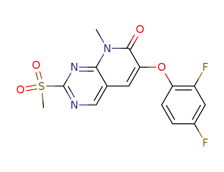 Molecular Structure of 449808-50-8 (6-(2,4-difluorophenoxy)-8-methyl-2-(methylsulfonyl)pyrido[2,3-d]pyrimidin-7(8H)-one)
