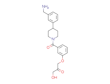 Molecular Structure of 1290053-77-8 (1-(3-(4-(3-(aminomethyl)phenyl)piperidine-1-carbonyl)phenoxy)-3-hydroxypropan-2-one)